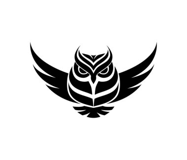 Siyah beyaz arka plan üzerinde tasarım bir baykuş deseni görüntüsü ile vektör illüstrasyon.