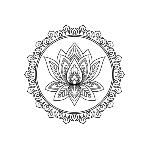 Ornement Décoratif Vectoriel Style Oriental Avec Image Une Fleur Lotus — Image vectorielle