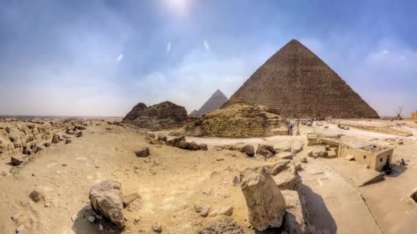 Пирамиды Гизы Египте Одно Чудес Света — стоковое видео