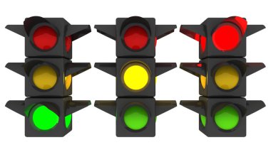 Trafik ışığı beyaz arka plan üzerinde izole. 3D render illüstrasyon