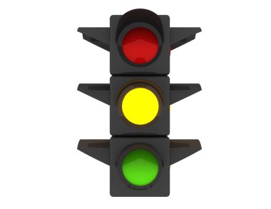 Trafik ışığı beyaz arka plan üzerinde izole. 3D render illüstrasyon
