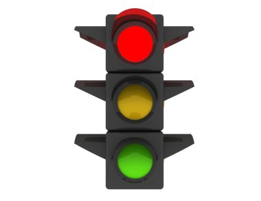Trafik ışığı beyaz arka plan üzerinde izole. 3D render illüstrasyon