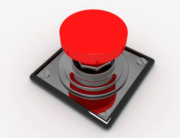 Botón Rojo Aislado Renderizado Ilustración — Foto de Stock