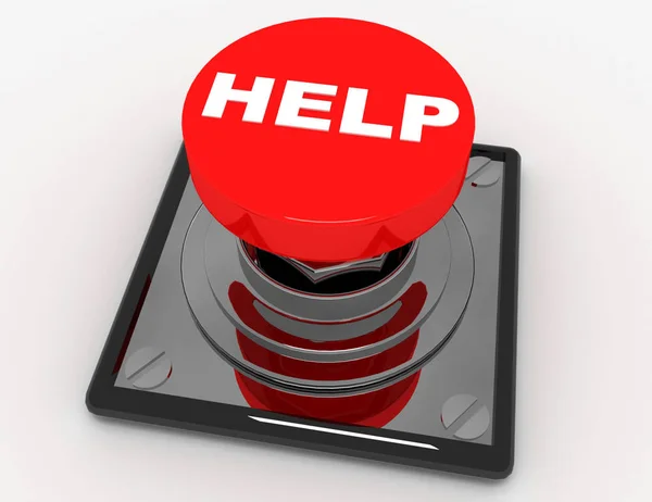 Red Button Help Rendered Illustration — Stock Photo, Image