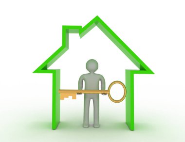 Yeni ev tanıtımı. 3D render illüstrasyon