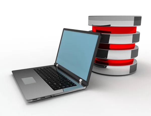 Database Concept Met Laptops Gerenderde Afbeelding — Stockfoto