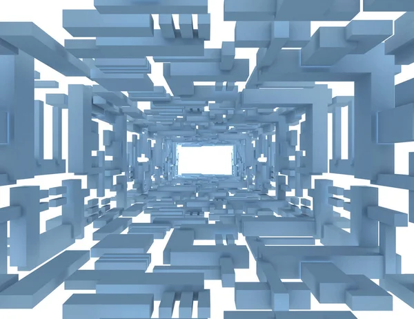 Pojęciem abstrakcyjnym architektura tunelu. 3D wytopione ilustracja — Zdjęcie stockowe