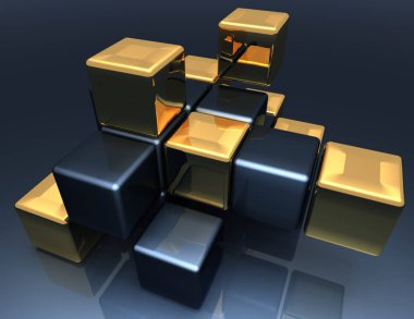 Soyut küpleri 3d arka plan. 3D render illüstrasyon