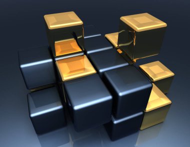 Soyut küpleri 3d arka plan. 3D render illüstrasyon