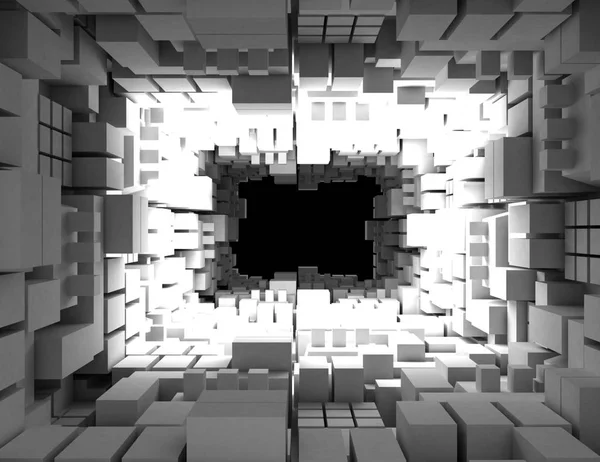 Абстрактные Кубики Фоновый Туннель Трехмерная Иллюстрация — стоковое фото
