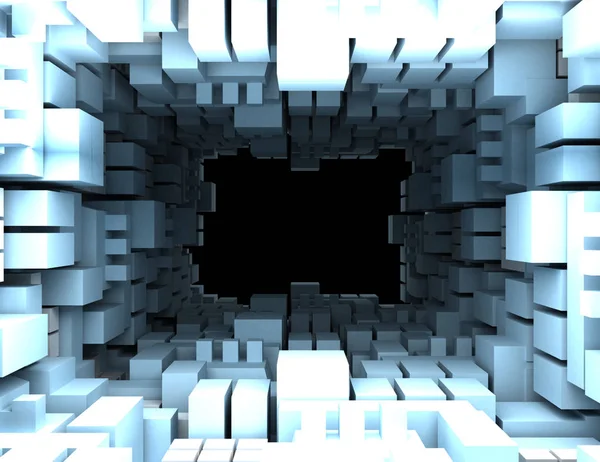 Abstract Cubes Background Tunnel Rendered Illustration — Stock Photo, Image