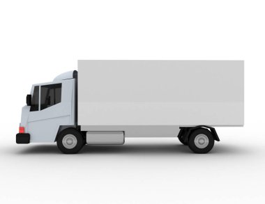 Ticari teslimat. Kargo kamyonu kavramı. 3D render illüstrasyon