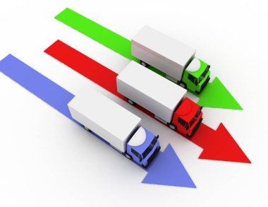 3D araba kamyon lideri teslim kavramı. 3D render illüstrasyon