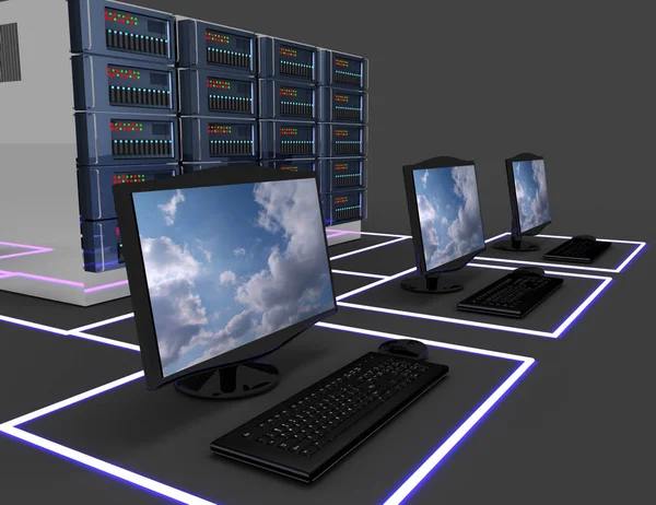 Έννοια Δίκτυο Υπολογιστών Εικονογράφηση Server Internet — Φωτογραφία Αρχείου