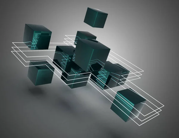 3d abstract cubes background.3d illustration