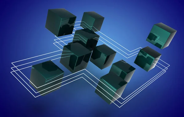 3d abstract cubes background.3d illustration
