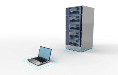 datecenter konsepti. 3d illüstrasyon