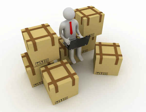 Person Carton Boxes Illustration — Stock Photo, Image