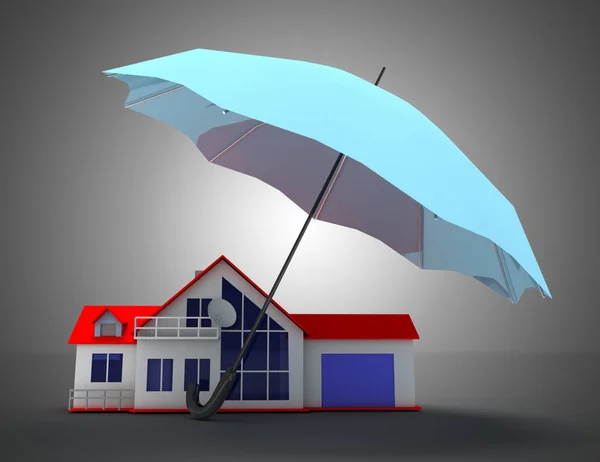 Illustratie Van Het Huis Umbrella — Stockfoto