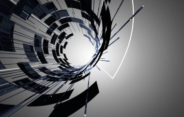 3D soyut arka plan boşluk inşaat. 3D çizim