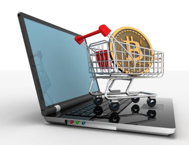 dizüstü sepeti bitcoin. 3D çizim