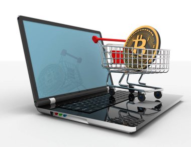dizüstü sepeti bitcoin. 3D çizim