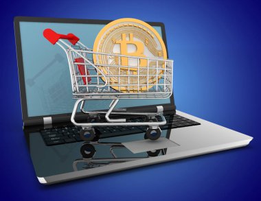 dizüstü sepeti bitcoin. 3D çizim