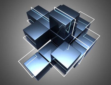 Soyut küpleri arka plan. 3D çizim