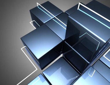 Soyut küpleri arka plan. 3D çizim