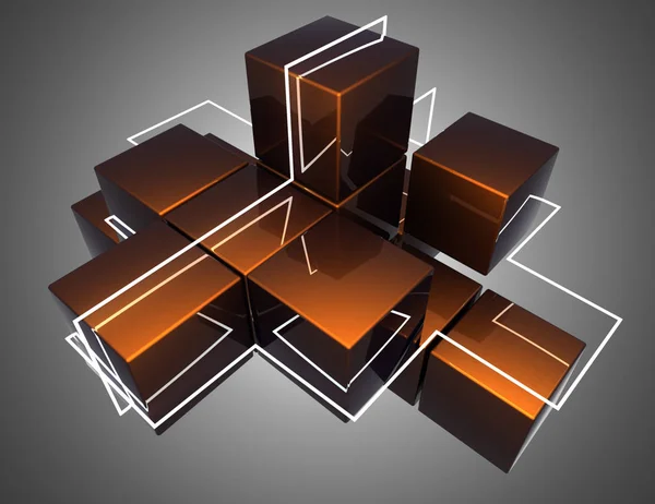 Абстрактний фон кубиків. 3d ілюстрація — стокове фото