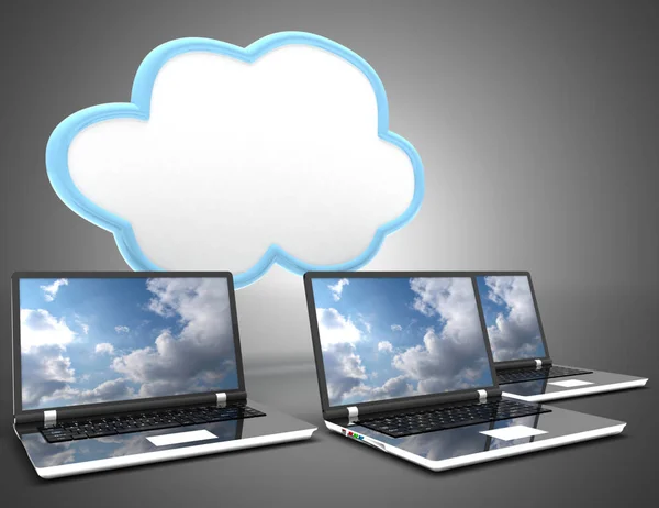 Concepto de computación en nube. ilustración 3d — Foto de Stock