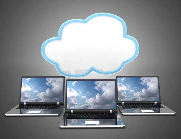 Concepto de computación en nube. ilustración 3d — Foto de Stock