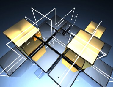 Soyut küpleri arka plan. 3D çizim