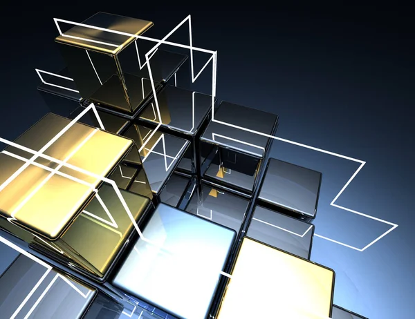 Abstracte achtergrond van de kubussen. 3D illustratie — Stockfoto