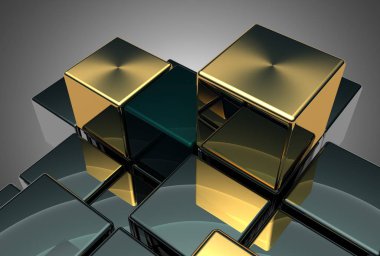 Soyut küpleri arka plan. 3D çizim