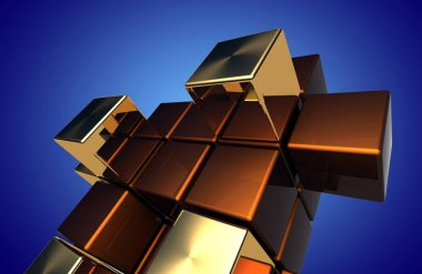 Soyut küpler arka plan. 3D ıllustrationa