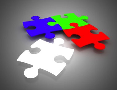 3d bulmaca iş konsepti. 3d illüstrasyon