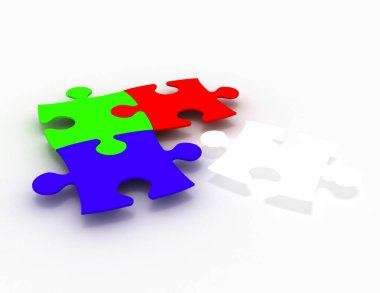 3d bulmaca iş konsepti. 3d illüstrasyon