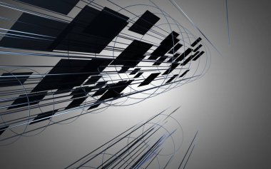 soyut uzay inşaat arka plan.fantezi kavramı. 3d illus