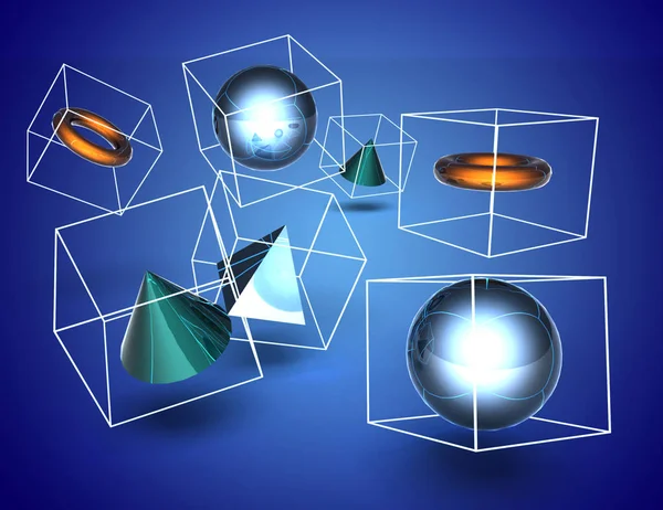 Abstract background figures in cubes. 3d illustration — Stock Photo, Image