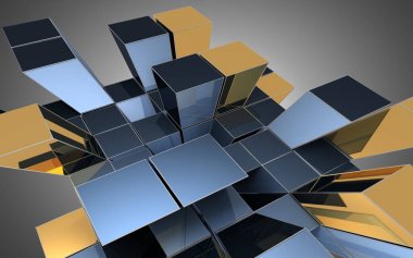 Soyut küpleri arka plan. 3D çizim