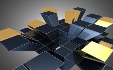 Soyut küpleri arka plan. 3D çizim