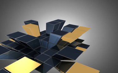 Soyut küpleri arka plan. 3D çizim