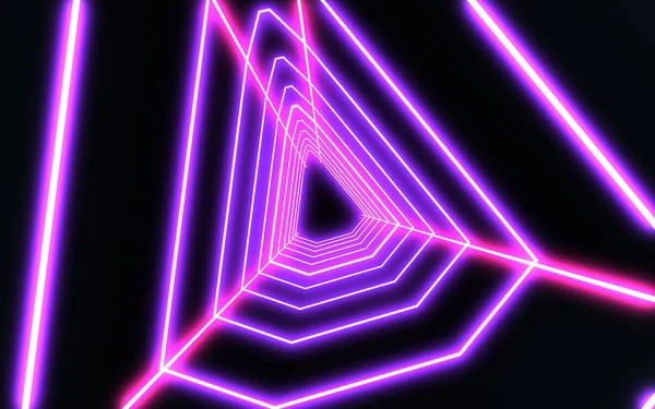 3D Neon tunel z neonowym światłem. ilustracja 3D — Zdjęcie stockowe