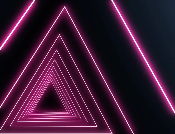 3D Neon tunel z neonowym światłem. ilustracja 3D — Zdjęcie stockowe