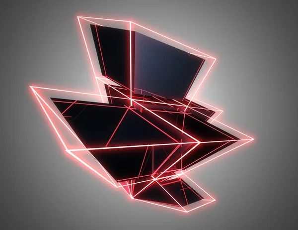 3D abstrato cubos de fundo com luzes de néon. Ilustração 3d 3 — Fotografia de Stock