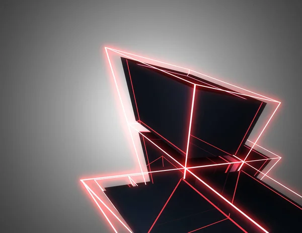 3D abstrakt kuber bakgrund med neonljus. 3D illustration3 — Stockfoto