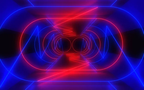 3D неоновий тунель абстрактний фон. 3d ілюстрація — стокове фото