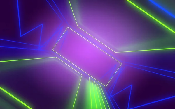 3d neon tunnel abstract background. 3d иллюстрация — стоковое фото