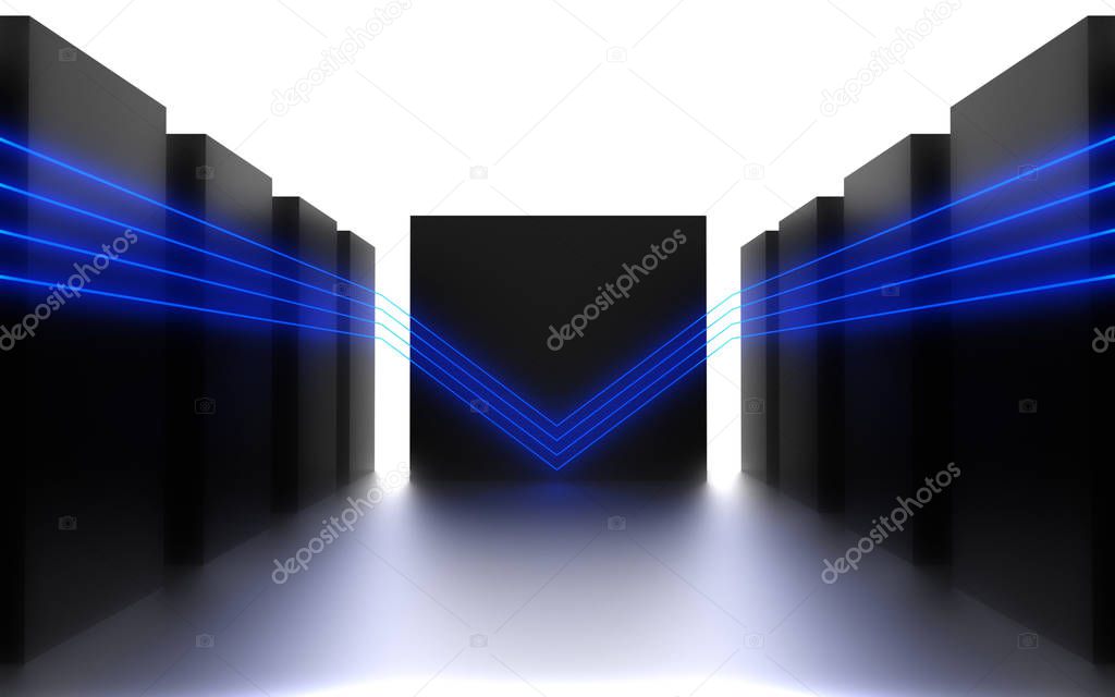 futuristic abstract background. room with neon light. 3d abstrac